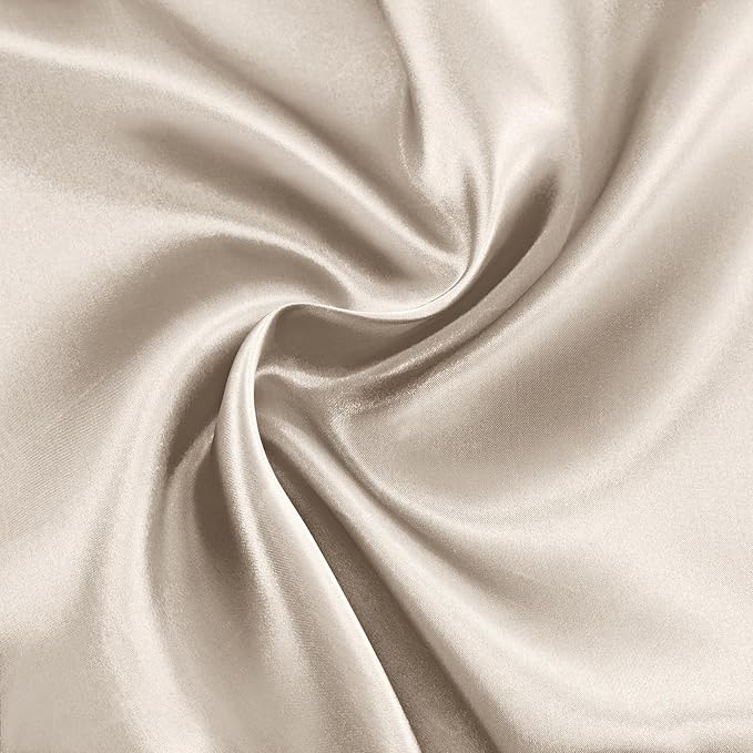 RUDONG M Beige Satin Fabric by The Yard, 5 Yard x 60 Inch Wide Silky Charmeuse Satin Fabric, Soft Satin Fabric for Wedding Decorations, Bridal Dress, Sewing, Accessories, DIY Crafts