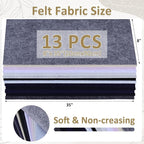XSEINO 13 Rolls 8"x35" 1.4mm Thick Soft Felt Fabric Sheet 13 Assorted Black White Series Colors Felt Pack Pastel Felt Sheets for DIY Craft Sewing Squares Nonwoven Patchwork