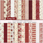24 Sheets Red Aesthetic Scrapbooking Paper Pad - 6In x 6In Double Sided Flowers Patterns for Photos Album Journals Supplies Decorative Collage Origami DIY Crafts Gifts Wrapping