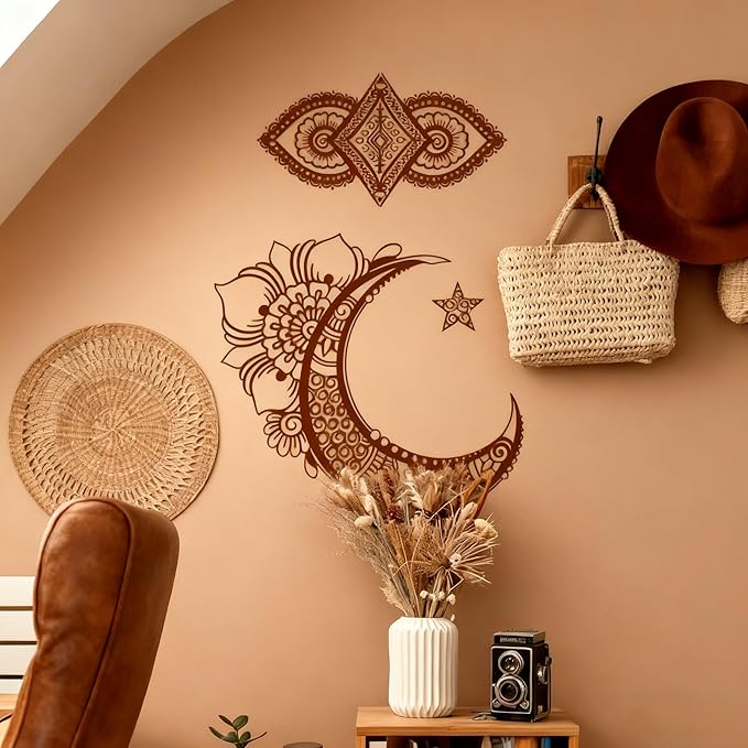 TIAMECH A4 Reusable Palace Moon Flower Stencil for Painting - Totem Layering Template, DIY Wall Art, Wood Furniture, Scrapbook & Crafts (8.3x11.7inch)