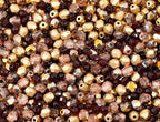 1.8 oz (50g, Approx. 1220 pcs) Mix of Faceted Fire Polished Pressed Czech Glass Beads, Sparkling Shiny Mix BCV