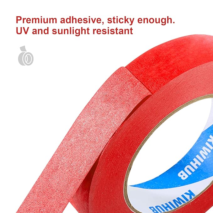Red Painters Tape,1 inch x 60 Yards - Clean Release Masking Tape for Painting,Labeling,DIY Crafting,Decoration and School Projects