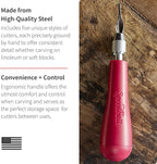 Speedball Linoleum Cutter Kit, 2-Handle Tool Set, Includes 6 Professional Linocut Carving Blades, Made in USA