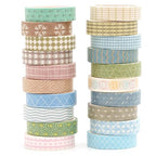 20 Rolls Basic Washi Tape Set Japanese Arts Adhesive Tapes Simple Patterns Decorative Masking Tape Sets for Craft, Kids, Scrapbook, DIY, Gift Wrapping (Style Four)