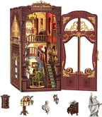 Fsolis Book Nook Kits, DIY Miniature House Kit 3D Puzzles for Adults Tiny House Mini Craft Bookshelf Nook Decor Gifts for Women Teenagers Book Lovers (Library of Wisdom)