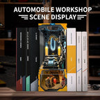 DIY Book Nook Kit,New DIY Dollhouse Booknook Bookshelf Insert Decor,3D Wooden Puzzles with LED Dust Cover,Book Nook Miniature Kit,Birthday Home Decor for Teens Adult-Automobile Workshop