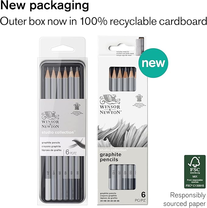 Winsor & Newton Studio Collection Artist Pencils, Graphite Pencils, Set of 6