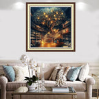 Findvoor Counted Cross Stitch Kits for Adults Full Range of Cross Stitching Embroidery Unprinted Pattern for Beginners, 11CT Needlepoint Kit Patterns Embroidery Kits-Magic Bookstore Tree 18x18inch