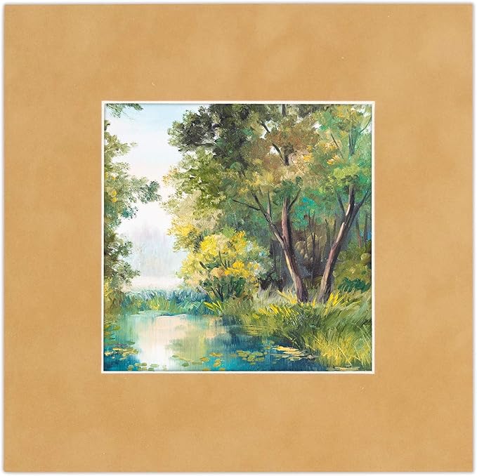 8x10 Mat Bevel Cut for 5.5x8.5 Photos - Acid Free Beige Suede Precut Matboard - For Pictures, Photos, Framing - 4-ply Thickness