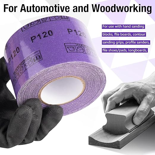 600 Grit PSA Purple Film Ceramic Sandpaper Roll, 2-3/4" Wide Continuous 20 Yard Longboard Sanding Roll Wet Dry Sanding Blocks Self Adhesive Sticky Back Sanding Sheets for Woodworking Automotive