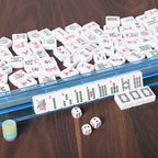 ZGME American Mahjong Set,166 White Tiles with Brown Rectangular Bag and Accessories,4 All-in-One Mahjong Racks with Pushers