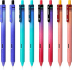 WRITECH Black Ink Gel Pens: 8-Pack Retrowave 0.5mm Fine Point Pens - Smooth Writing Silent Clicker and Refillable Perfect for School Office & Everyday Use.