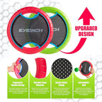 EVERICH TOY Trampoline Paddle Ball Set with 2 Bouncy Paddles & 4 Balls - Soft Foam Design for Kids Play Indoor Outdoor Beach Backyard Lawn - Great Gift Idea for Boys & Girls (Green & Red)