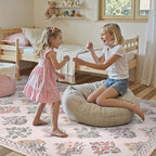 Wonnitar Floral Print Rug for Bedroom, Pink Boho Washable 8x10 Rug Ultra-Thin, Non Slip Soft Large Moroccan Trellis Floor Carpet for Living Room Girls Nursery Kids Playroom, Pale Pink