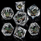ARUOHHA DND Resin Dice Dragon Eye Dice Liquid Core Red Sharp Edged Dice Set with Gift Box, Polyhedral D and D Dice Set Role Playing Game D20 D12 D10 D8 D6 D4