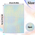 60 Sheets Holographic Laminate Sheets Clear Glitter A4 Size Vinyl Sticker Paper Holographic Overlay Self Adhesive Waterproof Transparent Film, 11.7 x 8.3 Inch (Little Dot)