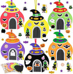 Fennoral 12 Pack Halloween Craft Kit for Kids Make You Own Witch House Foam Stickers Ornament DIY Arts and Crafts for Kids Girls Boys Halloween Party Supplies Halloween Decoration