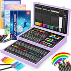 iBayam Stocking Stuffers for Kids Teens Adults, Birthday Party Art Supplies, Christmas Gifts for Teenagers, 150-Pack Wooden Art Set Crafts Drawing Painting Kit with 1 Coloring Book, 2 Sketch Pads