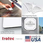Trotec TroLase | 12"x20"x1/16", 4 Pcs | White/Black/White | 3 Ply | Modified Acrylic | Laser Engraving Double Color Plastic Sheet | Engraving Blanks for Laser, Saw, Guillotine | Made in USA