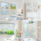 rabbitgoo Window Privacy Film with Installation Tools, Stained Glass Window Film Rainbow Prism Decorative Glass Clings for Home Decor, Static Cling Covering Sun Blocking, 23.6" x 157.4"