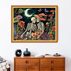 Stamped Cross Stitch Kits - Beach Night Landscape Counted Cross Stitch Kits for Beginners Adults Needlepoint Cross-Stitch Patterns-Skeleton Couple 16x20 inchs