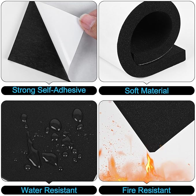 ToLanbbt 8 PCS Adhesive Foam Padding Sheets Closed Cell Neoprene Foam Sheet 1/4" Thick, 6" x 6" Self Stick Insulation Anti Vibration Pads Anti-Slip for Furniture, Cars, Speakers, DIY