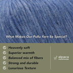 Pullu - Baby Alpaca Merino Wool Yarn Set of 3 Skeins (150 Grams) Worsted Weight - Sourced Directly from Peru - Heavenly Soft and Perfect for Knitting and Crocheting (Denim Blue)