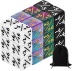 uxcell 24Pcs Magic Dice Counters, Acrylic D6 Life Token Dice Set with Pouch for Standard Cards Gaming Accessories, White, Black, Green & Purple, Blue & Purple