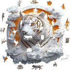 Wooden Puzzles Adults, 3D Paper Tiger Wooden Puzzles 100 Pieces, Unique Animal Shaped Wood Challenging Jigsaw Puzzles Gifts for Adults, 8.5x8.5in