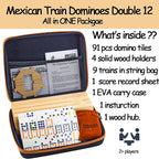 Bucher&Rossini Dominoes Set Double 12 with 4 Racks for Adults Kids, Mexican Train Dominoes Set Double 12, Mexican Train Dominoes (Double 12)