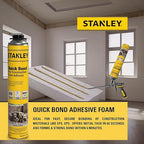 Stanley Quick Bond Adhesive Foam - 2x24oz, Reliable Bond Adhesive for Various Materials, Strong bonding, No Mixing, Gun Use, Including Gun, Cleaner | 2 Pack