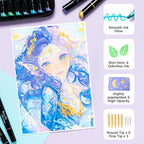 Ohuhu Metallic Acrylic Paint Markers 24 Metallic Colors 30 Pens: Dual Tips (Round & Fine) Acrylic Markers High Opacity Paint Pens for Rock Painting Eggs Wood Glass Ceramic - Kakaako