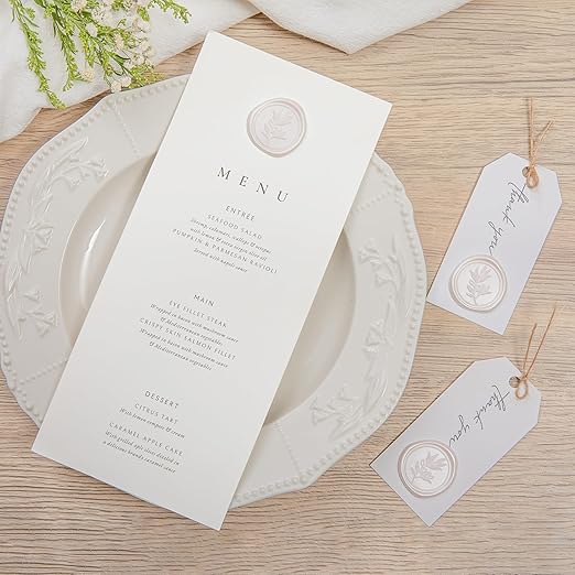 PONATIA Wax Seal Stickers - 50 Pcs Self- Adhesive Wedding Seal Stickers, Light Blush Pink Wax Seals, Perfect for Invitation Cards, Envelopes Christmas Cards, Gift Wrapping, Party Menu Decor