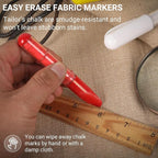 (2-pack) Fabric Chalk Markers -Erase Tailor’s Chalk for Quilting and Sewing - Compatible with Most Fabrics - With Dosing Wheel Technology, Yellow & White