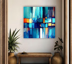 My Photostation.com 35.5Wx30H'' Blue Vibrant Stained Glass Wall ArtTempered Glass Printing Wall Decor Large Wall Art Wall Hangings