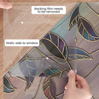 DKTIE Static Cling Decorative Window Film Vinyl Non Adhesive Privacy Film, Multilayer UV Inkjet Technology, 3D Thickened Stained Film (S166, 17.7'' x 118.1'')