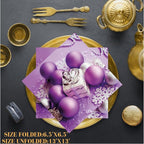 20-ct 13x13 Christmas Paper Decoupage Napkins, 3-Ply Servilletas Tissue Napkin for Dinner and Parties, Disposable Napkins (Lilac Xmas)