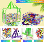 OPELETNNT 6 Color Large Toy Storage Bags with Labels, Reusable Clear PVC Board Game Storage, Travel Waterproof Organizer Bags with Zipper for Building Blocks, Puzzle, Kids Books