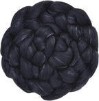 Merino Silk Luxe Tonal Designer Blend. Superfine Merino, Mulberry Silk, Tussah Silk. Top Roving for Spinning or Felting. Obsidian 1oz
