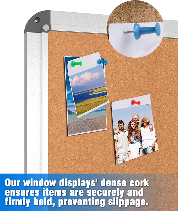 2 Pack 26"x20" Enclosed Bulletin Board, Lockable Weather-Resistant Aluminum Cork Noticeboard for School & Office, Silver Frame w/Cork