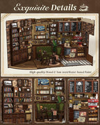 Cutefun Book Nook Kit - DIY Miniature Doll House Kit, Book Nook Kits for Adults, 3D Wooden Puzzle Bookend Bookshelf with LED Light for Cafe Crafts Lovers (Corner Coffee Shop)