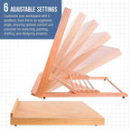 U.S. Art Supply X-Large 25-5/8" x 19" (A2) Adjustable Wood Art Drawing Board - 6 Angles, Beechwood Construction, Pencil Ledge, Locking Storage Drawer - Perfect for Design, Drafting & Architecture