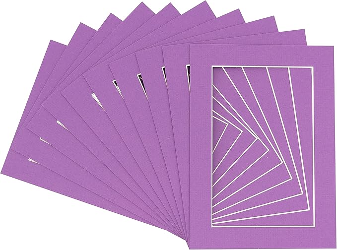 6x8 Mat for 8x10 Frame - Precut Mat Board Acid-Free Dark Purple 6x8 Photo Matte Made to Fit a 8x10 Picture Frame, Premium Matboard for Family Photos, Show Kits, Art, Picture Framing, Pack of 10 Mats