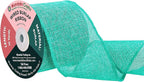Mandala Crafts Turquoise Burlap Wired Ribbon 3 Inches Wide Jute Ribbons for Crafts - 10 Yds Roll Rustic Burlap Wrap Trim Ribbons for Wreaths Bows Party Decoration