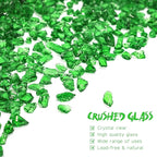 Crushed Glass for Resin Art - 3-6mm Dark Green, 1.5lb | Broken Glass Pieces for Crafts, Vase Filler & Fire Pit Media | Decorative Stones