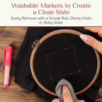 Fabric Markers for Sewing – Ergonomic Tailors Chalk Pen with Improved Dosing Wheel for Sharp Lines - Washable Sewing Chalk Marking Pens that are Compatible with Most Fabrics - Pink 1 Pack