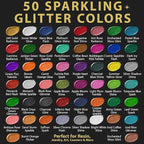 50 Color Glitter Pigment Paste for Epoxy Resin, Mica Metallic Resin Pigment Set, Epoxy Dye Paste & High Concentration Mica Powder for Epoxy Art, Jewelry, Tumblers, Coasters & Crafts