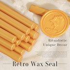 Melting Glue Gun Sealing Wax Sticks for Envelope Thanksgiving Card, Party or Wedding Invitation, Xmas Wrapping,Mini Size, Pack of 16 in Amber Gold