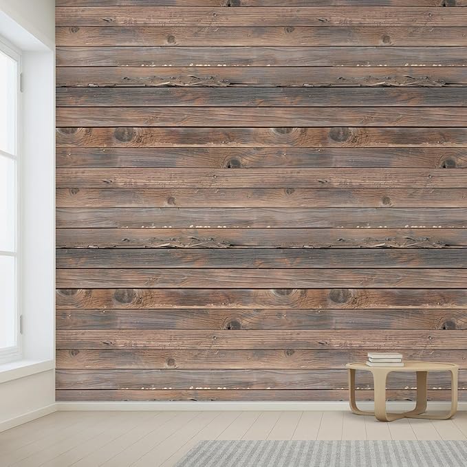 wall26 Horizontal Brown Vintage and Retro Wood Textured Paneling, Wall Mural, Removable Wallpaper, Home Decor - 96x120 inches