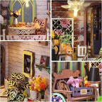 Book Nook Kit - DIY Miniature Dollhouse Kits for Adults, Booknook Bookshelf Insert with LED Light, 3D Wooden Puzzle Bookend Insert, Hobbies Gifts for Family and Friends, Flower House